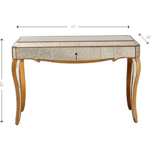 Homeroots Antiqued Gold Wooden Console Table   396859