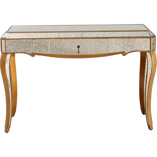 Homeroots Antiqued Gold Wooden Console Table   396859
