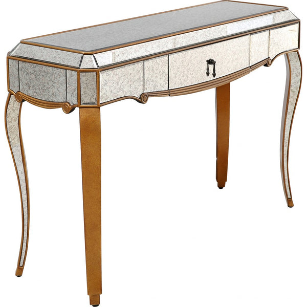 Homeroots Antiqued Gold Wooden Console Table   396859