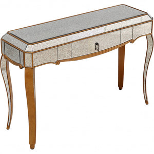 Homeroots Antiqued Gold Wooden Console Table   396859