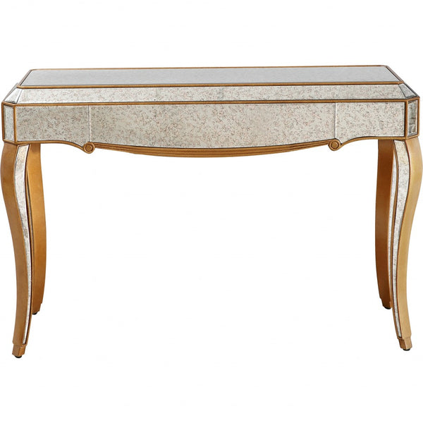 Homeroots Antiqued Gold Wooden Console Table   396859
