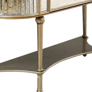 Homeroots Antiqued Gold Demilune Console Table   396860