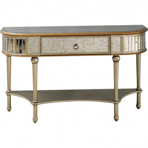Homeroots Antiqued Gold Demilune Console Table   396860