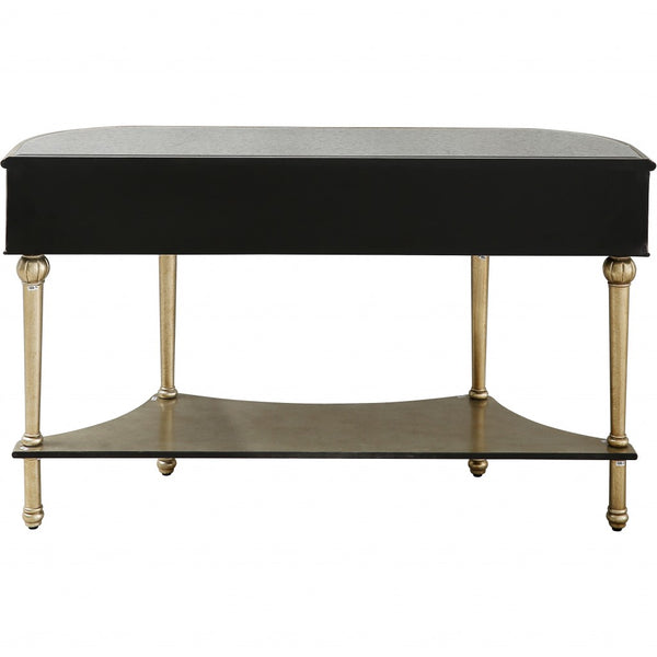 Homeroots Antiqued Gold Demilune Console Table   396860