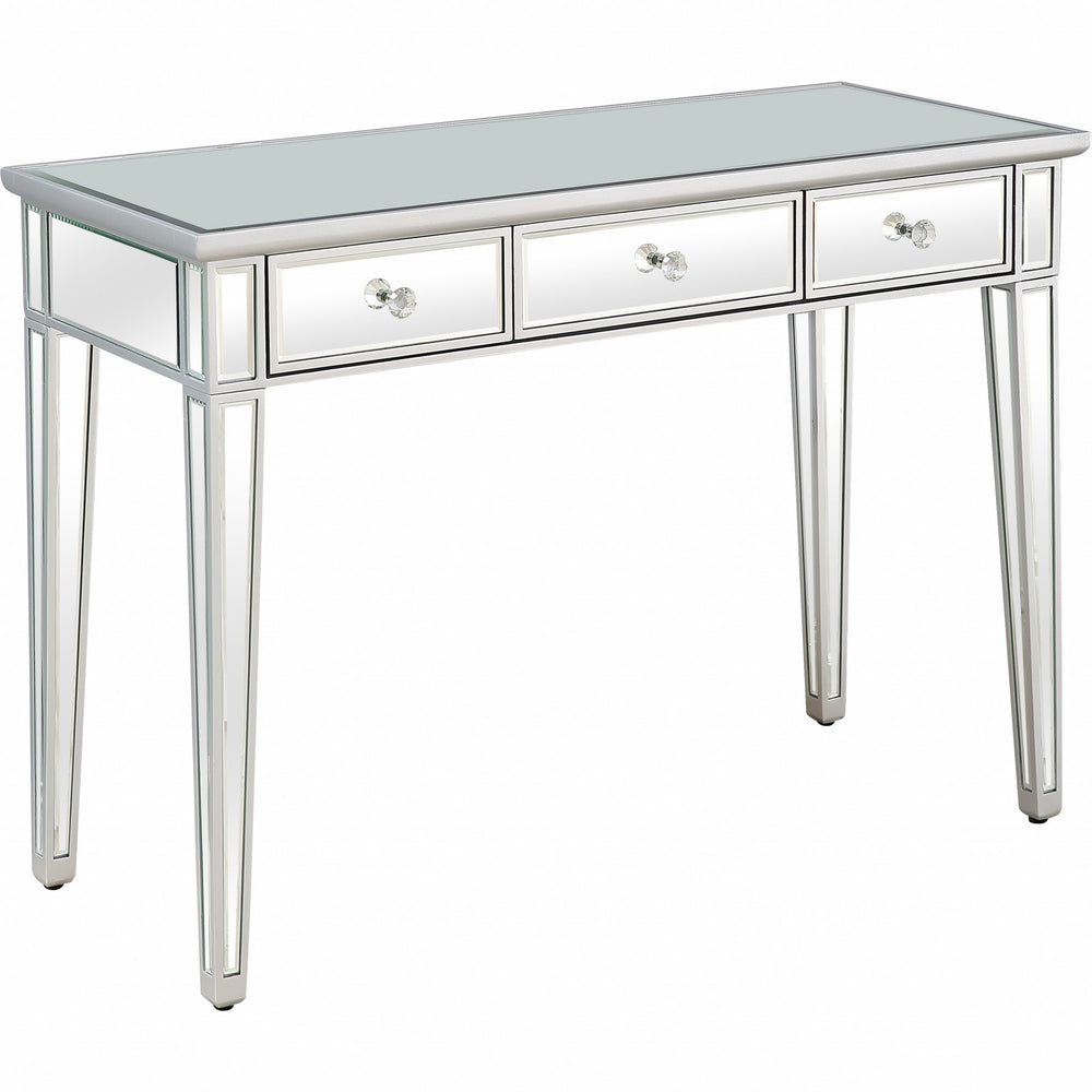 Homeroots Silver Finish Three Drawer Console Table   396861