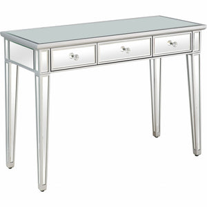 Homeroots Silver Finish Three Drawer Console Table   396861