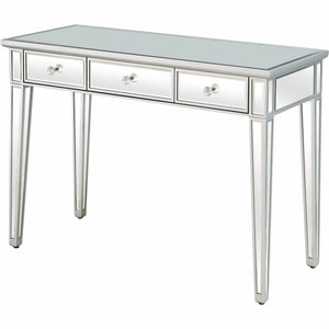 Homeroots Silver Finish Three Drawer Console Table   396861