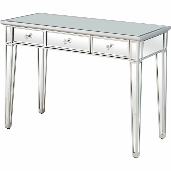 Homeroots Silver Finish Three Drawer Console Table   396861