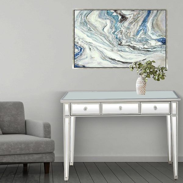 Homeroots Silver Finish Three Drawer Console Table   396861