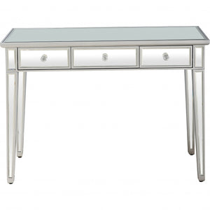 Homeroots Silver Finish Three Drawer Console Table   396861