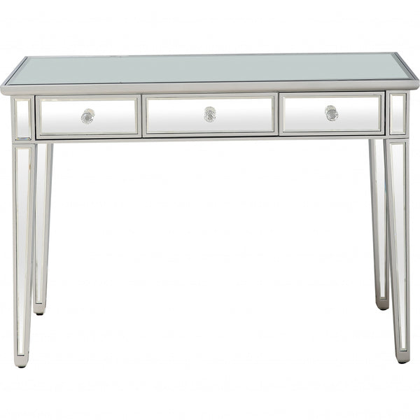 Homeroots Silver Finish Three Drawer Console Table   396861