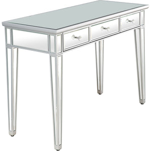 Homeroots Silver Finish Three Drawer Console Table   396861