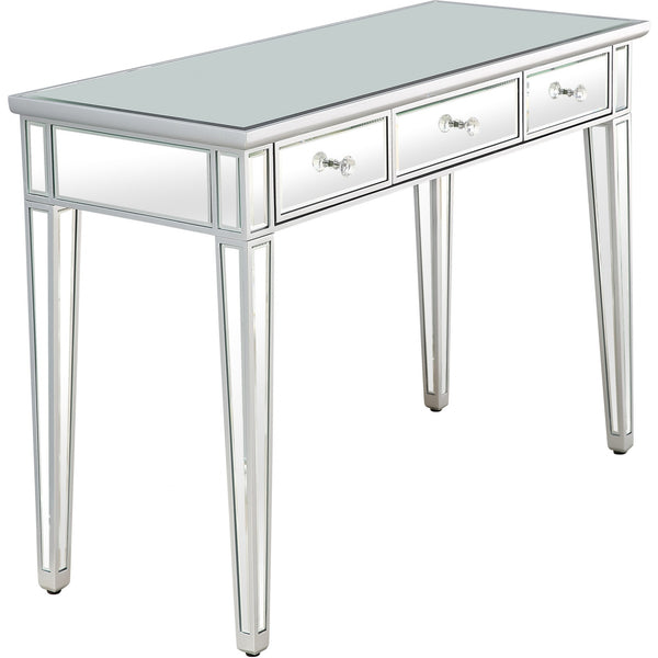 Homeroots Silver Finish Three Drawer Console Table   396861