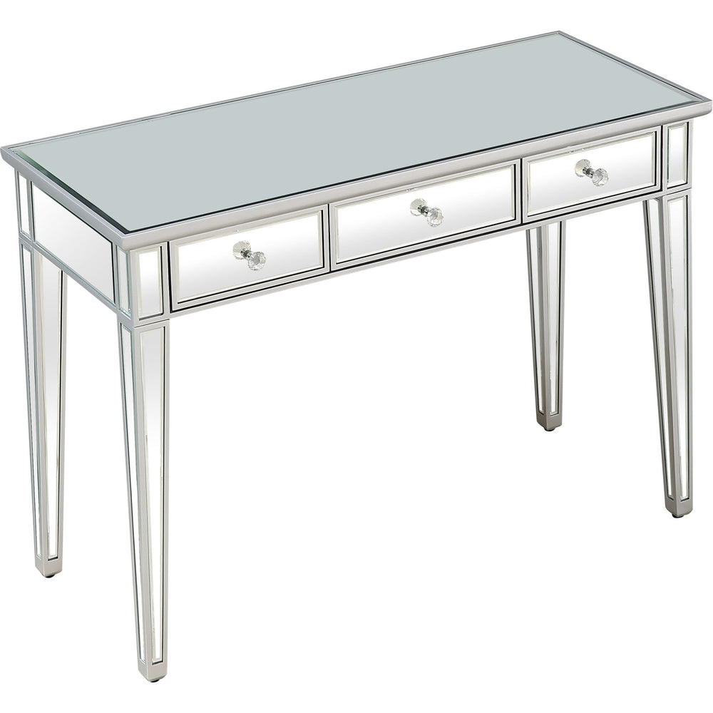Homeroots Silver Finish Three Drawer Console Table   396861