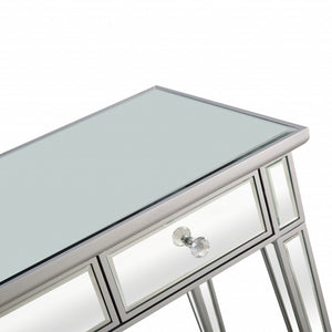 Homeroots Silver Finish Three Drawer Console Table   396861