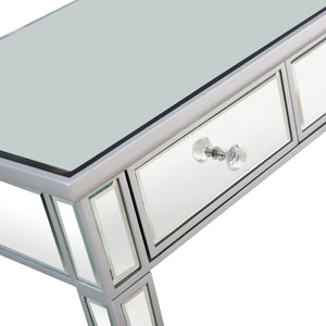 Homeroots Silver Finish Three Drawer Console Table   396861
