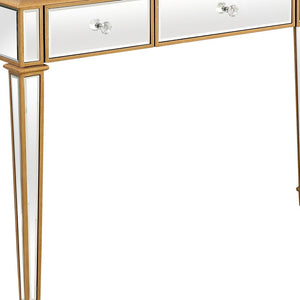 Homeroots Gold Finish Trim Console Table   396862