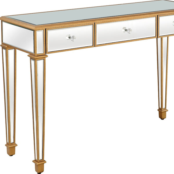 Homeroots Gold Finish Trim Console Table   396862