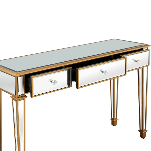 Homeroots Gold Finish Trim Console Table   396862