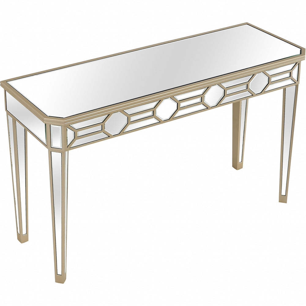 Homeroots Gold Trimmed Mirrored Console Table   396884