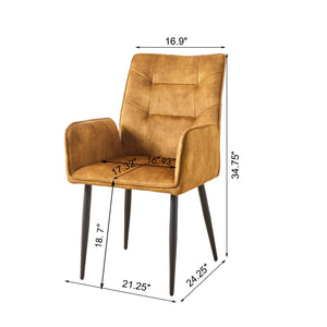 English Elm Modern Velvet Dining Chairs Set - Ergonomic Comfort With Stylish Iron Frames In Vibrant Mustard Yellow N842P284568Y