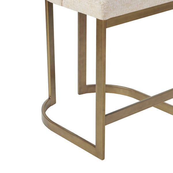 English Elm 26"H Bryce Upholstered Counter Stool with Cream Curved Back, Antique Gold Metal Base, Foam Comfort B035129476
