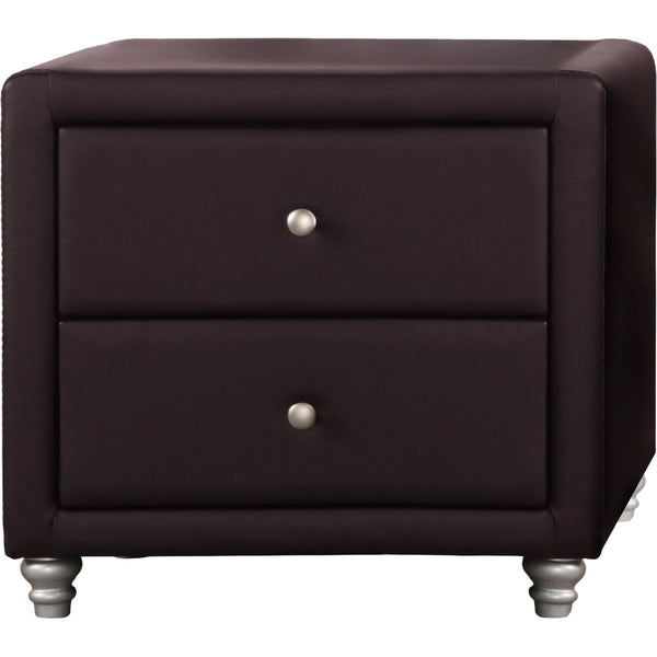 Homeroots Brown Upholstered 2 Drawer Nightstand   396979