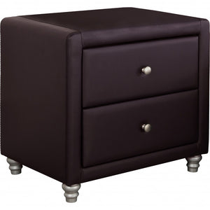Homeroots Brown Upholstered 2 Drawer Nightstand   396979