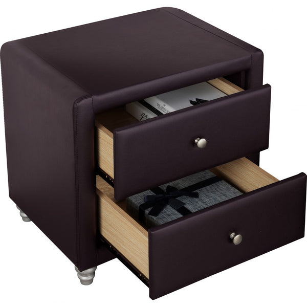 Homeroots Brown Upholstered 2 Drawer Nightstand   396979