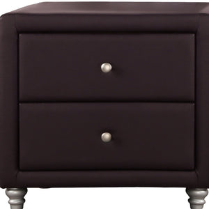 Homeroots Brown Upholstered 2 Drawer Nightstand   396979