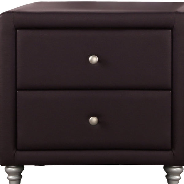 Homeroots Brown Upholstered 2 Drawer Nightstand   396979