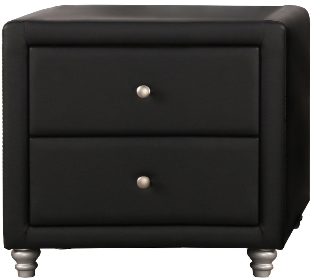 Homeroots Black Upholstered 2 Drawer Nightstand   396980