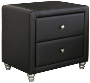 Homeroots Black Upholstered 2 Drawer Nightstand   396980