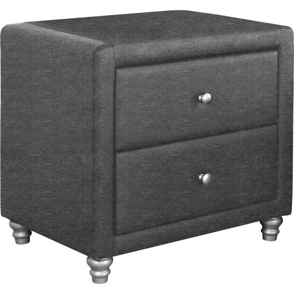 Homeroots Grey Upholstered 2 Drawer Nightstand   396982