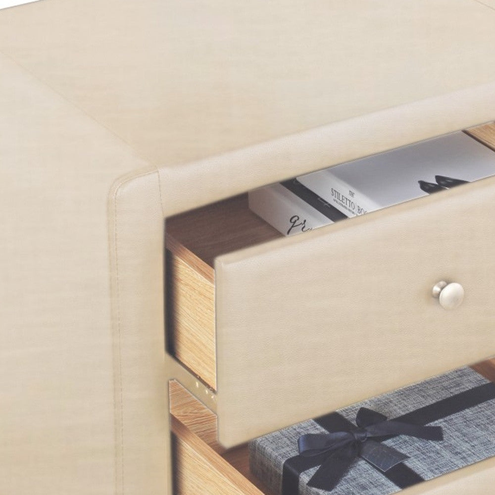 Homeroots 20" Beige Two Drawers Nightstand   396983