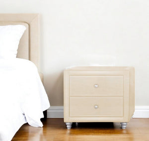 HomeRoots 20" Beige Wood Two Drawer Nightstand - Elegant Storage Solution for Modern Living Spaces & Bedrooms 396983