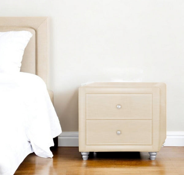 HomeRoots 20" Beige Wood Two Drawer Nightstand - Elegant Storage Solution for Modern Living Spaces & Bedrooms 396983