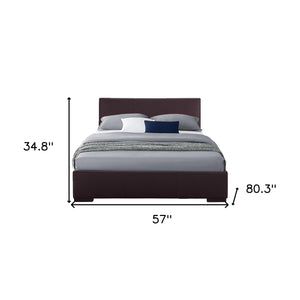 Homeroots Brown Platform Full Bed Brown Wood 396986