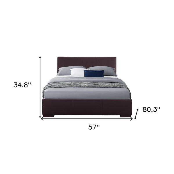 Homeroots Brown Platform Full Bed Brown Wood 396986