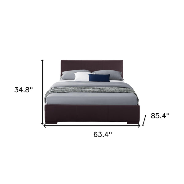 Homeroots Brown Platform Queen Bed Brown Wood 396987