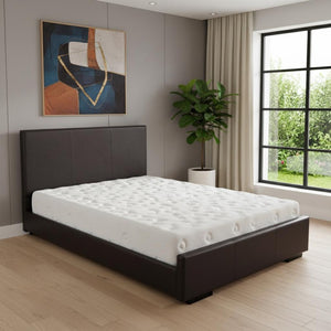 HomeRoots Brown Upholstered Platform Bed Frame - Modern Low-Profile Design for Cozy Bedrooms & Guest Rooms Brown KING 396988