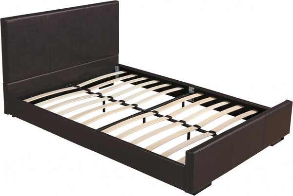 HomeRoots Brown Upholstered Platform Bed Frame - Modern Low-Profile Design for Cozy Bedrooms & Guest Rooms Brown KING 396988