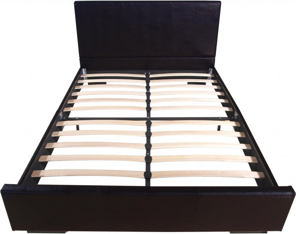 HomeRoots Brown Upholstered Platform Bed Frame - Modern Low-Profile Design for Cozy Bedrooms & Guest Rooms Brown KING 396988
