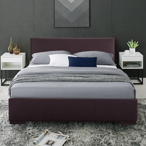 HomeRoots Brown Upholstered Platform Bed Frame - Modern Low-Profile Design for Cozy Bedrooms & Guest Rooms Brown KING 396988
