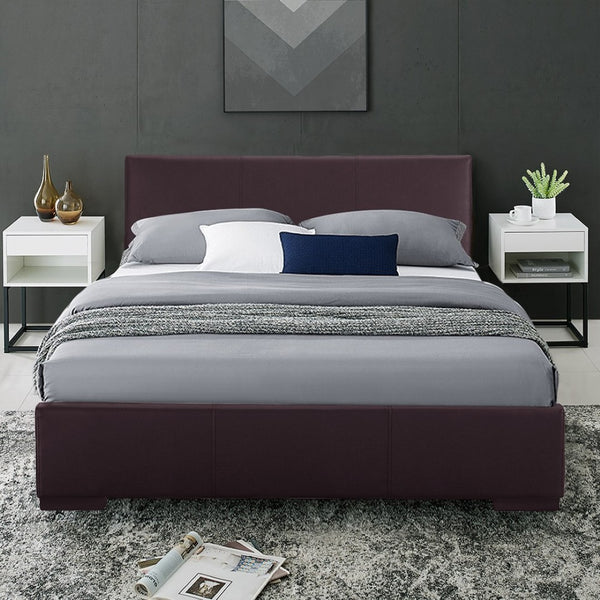 HomeRoots Brown Upholstered Platform Bed Frame - Modern Low-Profile Design for Cozy Bedrooms & Guest Rooms Brown KING 396988