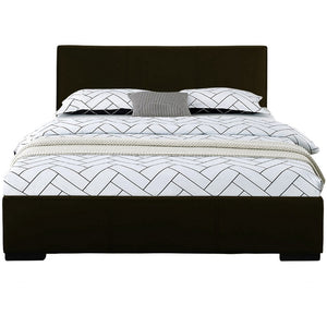 HomeRoots Brown Upholstered Platform Bed Frame - Modern Low-Profile Design for Cozy Bedrooms & Guest Rooms Black Twin 396989