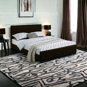 Homeroots Black Wood And Faux Leather Twin Bed Frame Black Wood 396989