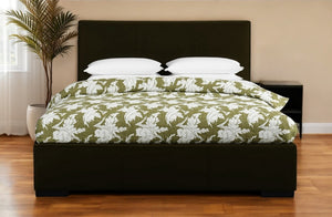 HomeRoots Brown Upholstered Platform Bed Frame - Modern Low-Profile Design for Cozy Bedrooms & Guest Rooms Black Twin 396989