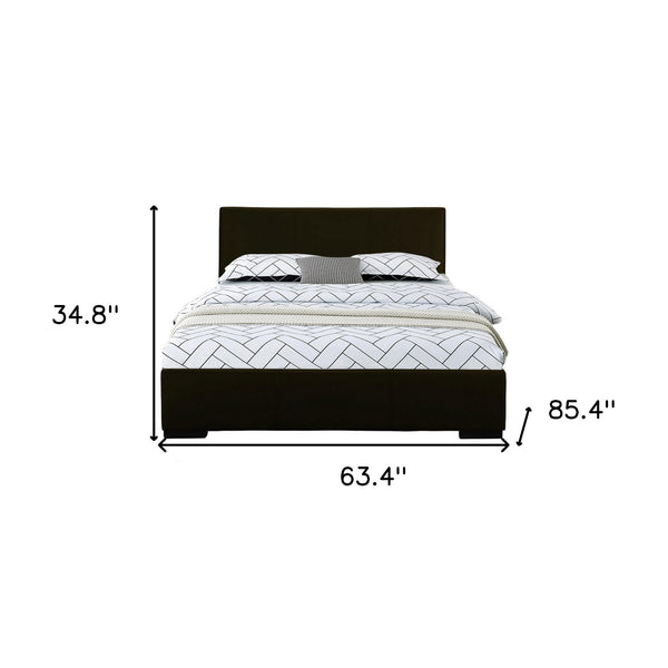 Homeroots Black Solid And Manufactured Wood Queen Upholstered Faux Leather Bed Frame Black Solid Wood 396991