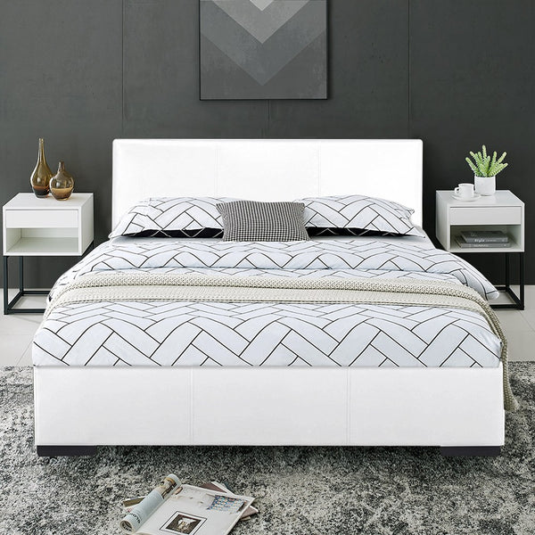 Homeroots White Platform Twin Bed White Wood 396993